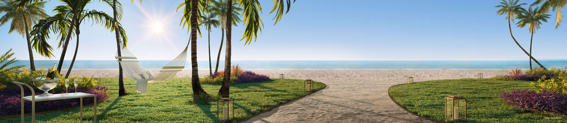 Beach garden and pools